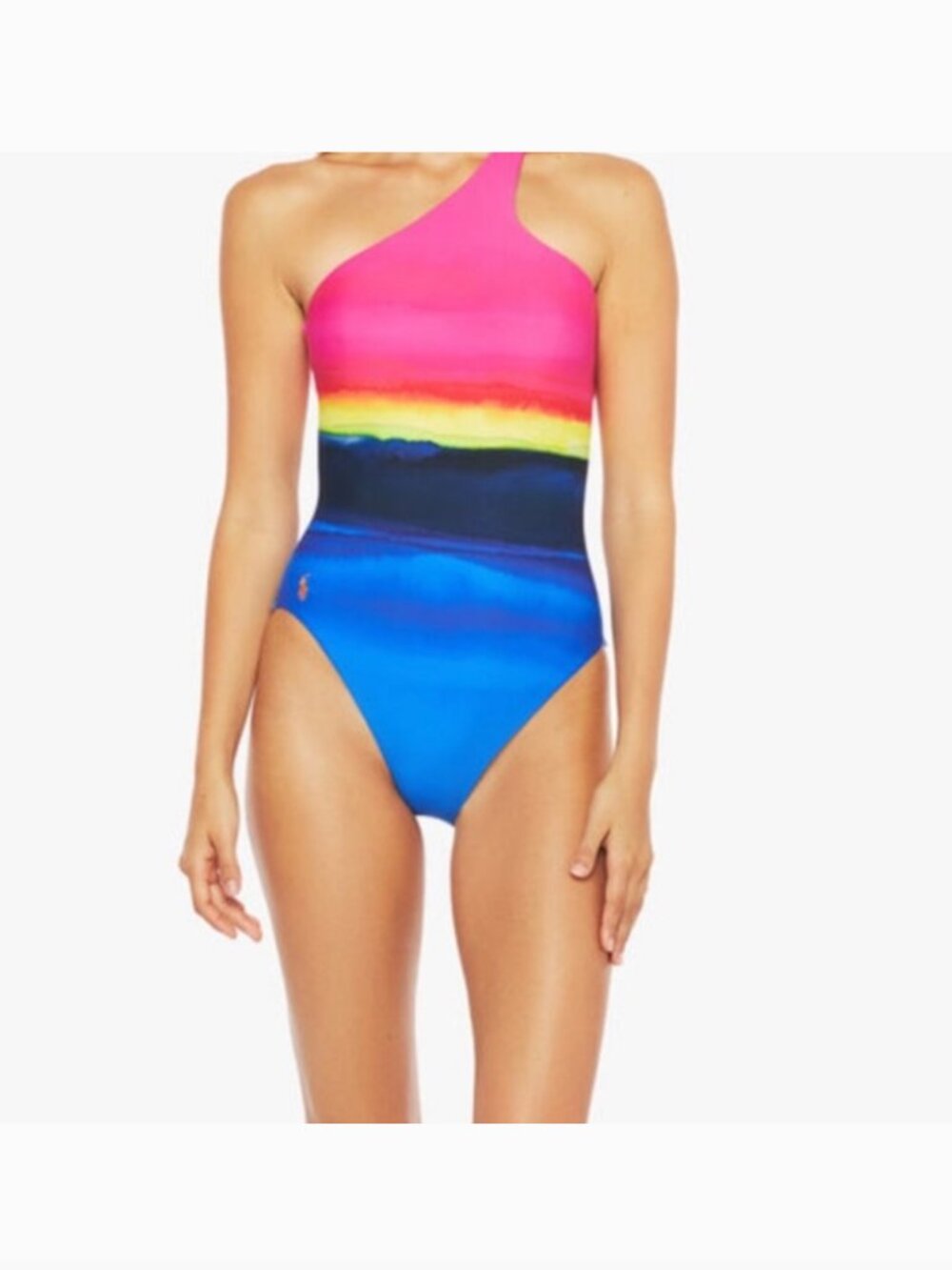 Polo Ralph Lauren Sunset Dip-Dye One-Shoulder Swimsuit